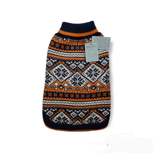 Pet sweater Orange Orange Navy white sz Med Nwtgs Dog shirt - Picture 4 of 11